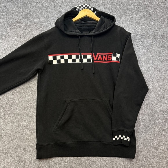 Vans Other - Vans Hoodie Sweatshirt Men's M Black Red White Checkerboard Pullover Skate Surf